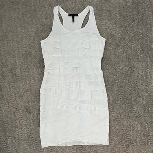 BCBG Maxazria White Layered Ruffle Dress - SIZE M
